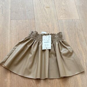 Zara girls beige brown leather mini skirt size 5-6 NEW